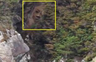 Face on the cliff of a Canadian island. Was it sculpted by someone?