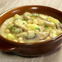Zuppa: Zuppa di ceci con funghi e patate cremosa ( con video)