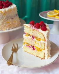 Coconut Passion Fruit Raspberry Layer Cake 🥥🍰