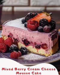 Delightful Mixed Berry Cream Cheese Mousse Cake