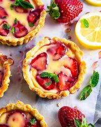 Strawberry Honey Custard Tarts with Lemon Curd dessert 🍓🍋