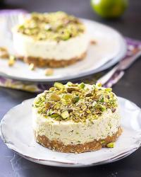 Pistachio Topped Labneh Cheesecake with Lime & Coriander 🍰🥄