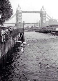 River Thames at Tower Bridge c1950