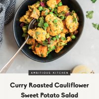 Curry Roasted Cauliflower Sweet Potato Salad (whole30, vegan & gluten free)  (w