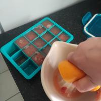 Squeeze and freeze the fruit juice.