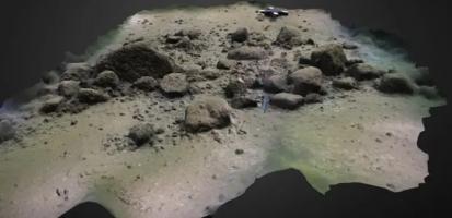 The 3D model shows a section of the stone wall discovered at the bottom of the Bay of Mecklenburg. I