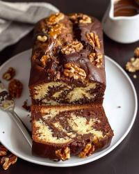 Chocolate Marbled Cake with Caramelized Walnuts 🍫🍰