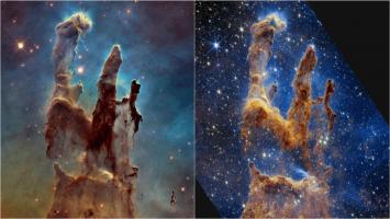 The Pillars of Creation as seen by the James Webb Space Telescope