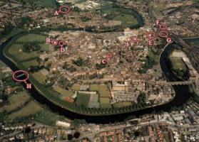 An aerial photograph of Shrewsbury looking north