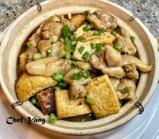 Claypot Braised Chicken with Tofu 豆腐雞球煲
