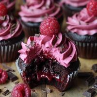 Raspberry Chocolate Lava Cupcakes