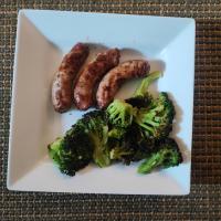 Roasted broccoli and sausages