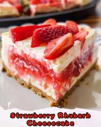 Springtime Strawberry Rhubarb Cheesecake