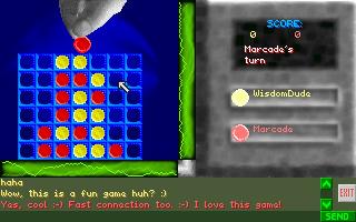 A screenshot of Connect 4 QB , the first and only finished game to use DSock. This game includes tex