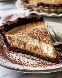 Coffee Custard Pie with Chocolate Pastry Crust ☕🥧