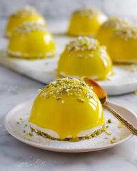 Pistachio Meyer Lemon Mousse Cakes 🍋🍰