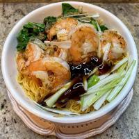 Cantonese Noodles with Shrimp and Oyster Sauce 蠔油大蝦撈麵