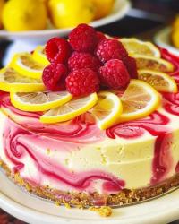 Lemon Raspberry Swirl Cheesecake