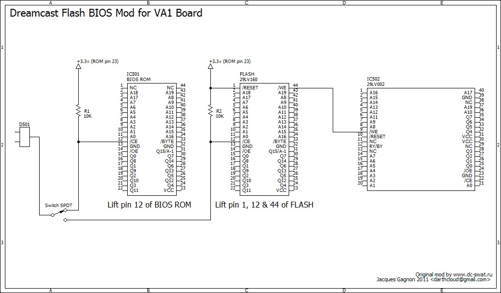 Dreamcast Flash BIOS Mod for VA1 Board