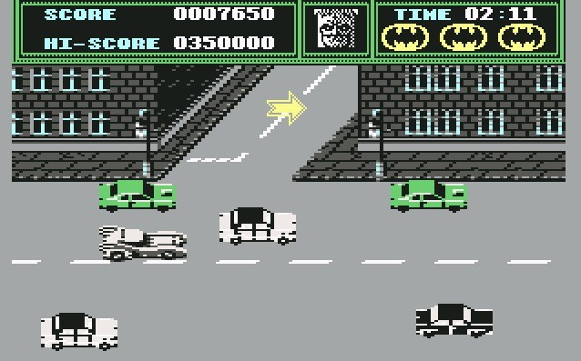 Batman: The Movie for the Commodore 64. Also in this version you have to drive the Batmobile.