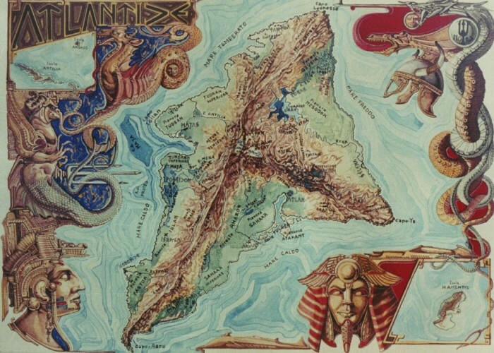 Geographic map of the island of Atlantis