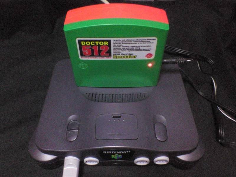 V64 Jr. 512 Mb installed onto a Nintendo 64.