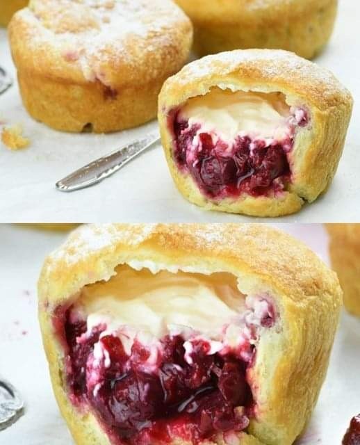 Cherry Cheesecake Crescent Muffins 🍒🧁