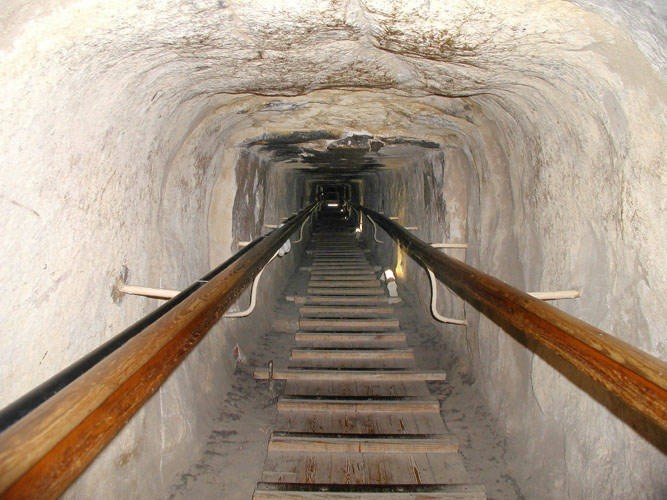 The Ascending Corridor, 36m in length and 1m high.