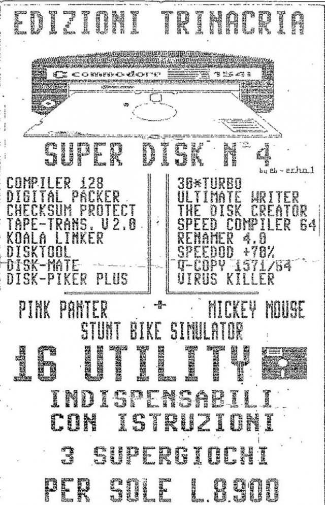 Edizioni Trinacria Super Disk N° 4 for the Commodore 64.