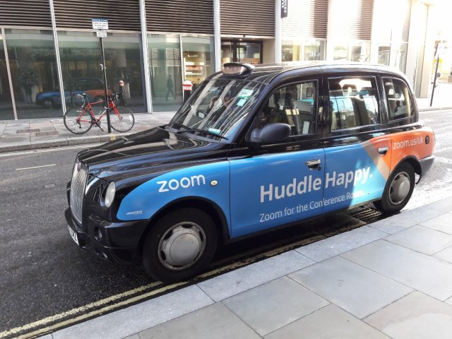Advertising on taxis in London: Zoom.