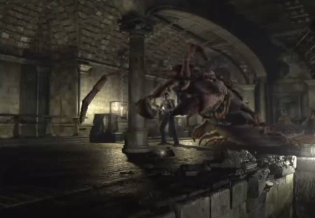 Resident Evil 0 (GameCube): Billy has to fight against the Centipede.