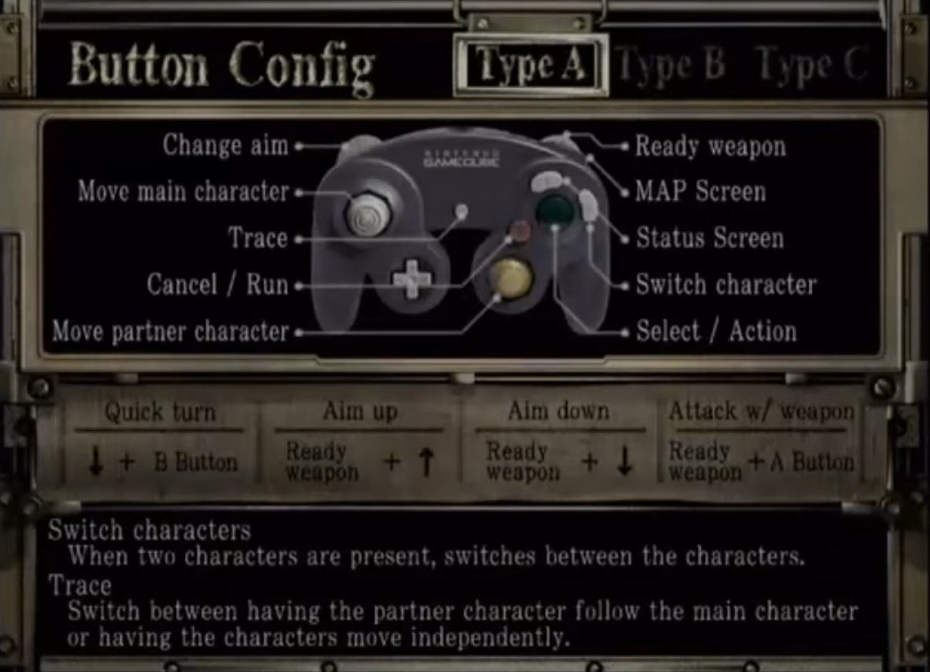 Resident Evil 0 (GameCube): Controls.