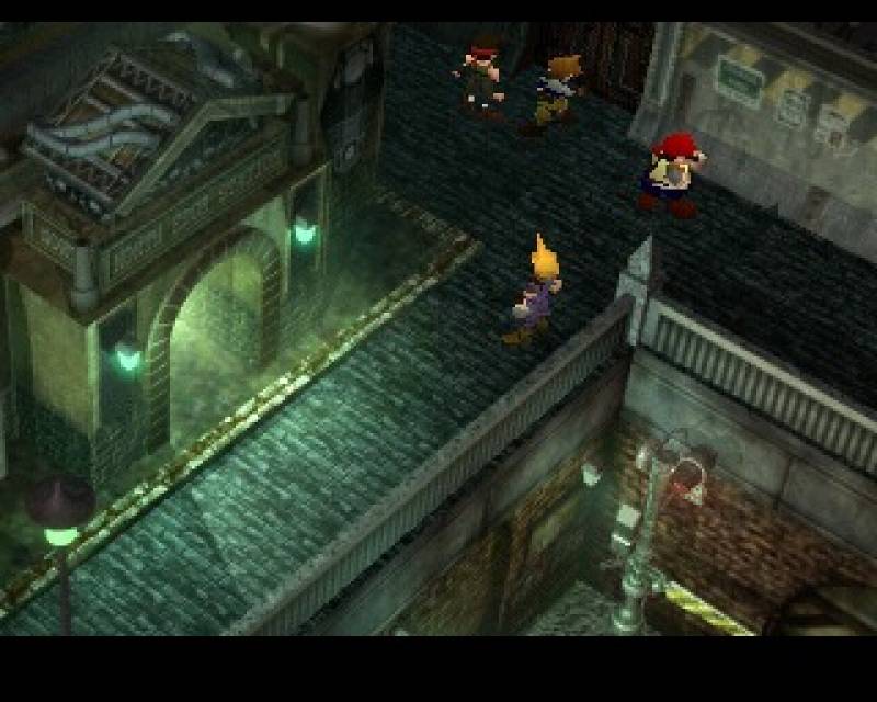 Final Fantasy VII on Playstation. The game has 2D pre-rendered backgrounds with 3D characters. It wa