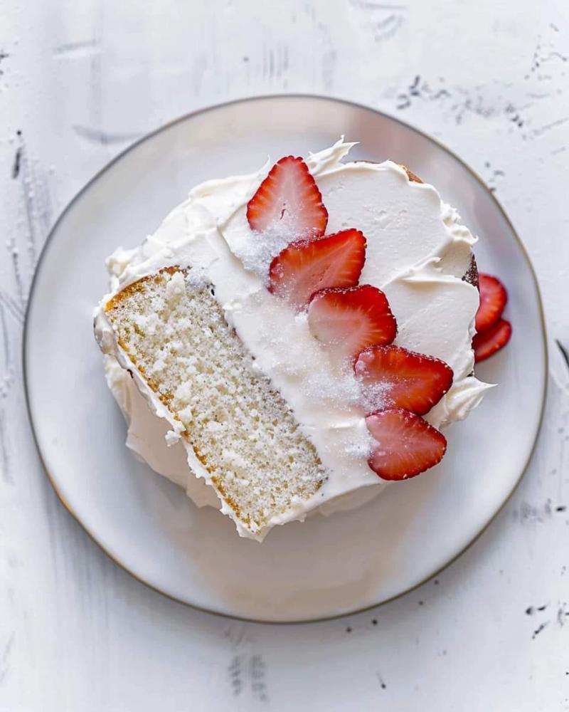 White Cake with Strawberries dessert 🍓🍰