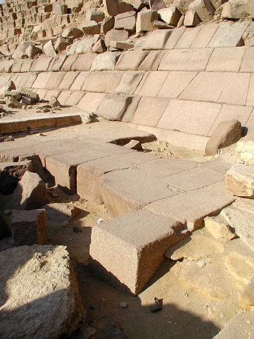 More casing stones on the East face of Menkaure's Pyramid showing an area of finished stones.