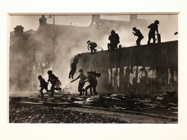 Gangs of boys escaping CS gas fired by British soldiers, Londonderry, Northern 