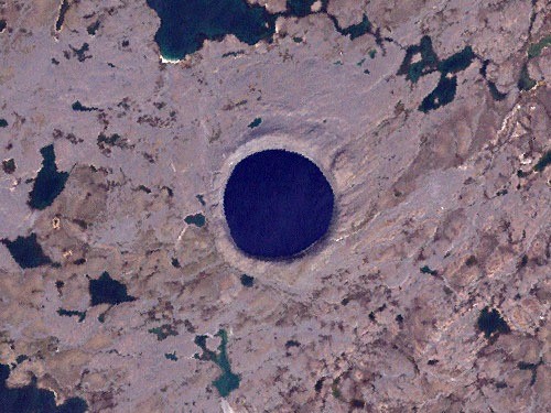 The Pingualuit crater, a circular crater located in in Canada
