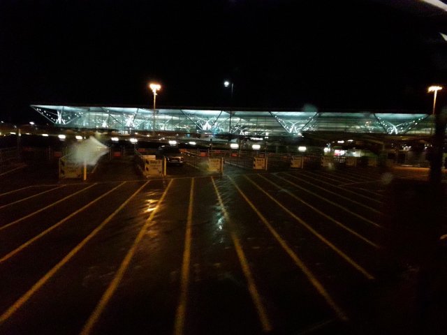 Stansted airport by night during xmas time