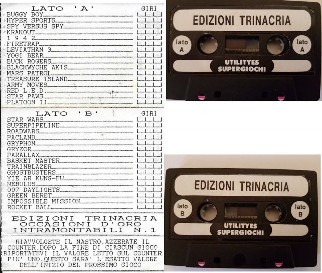Sicilian edizioni Trinacria tapes for Commodore 64