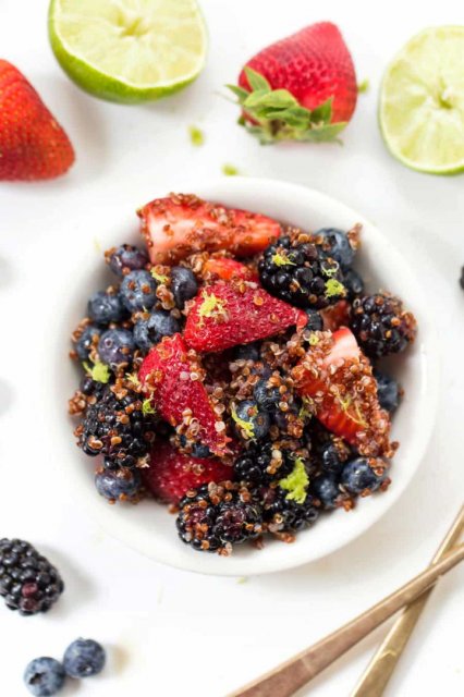 Maple Lime Triple Berry Quinoa Salad (with Video)