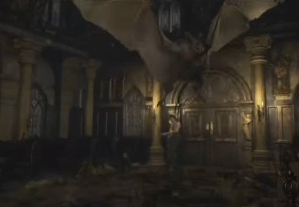 Resident Evil 0 (GameCube): Billy has to fight against a giant bat.