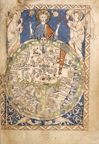 The “Map of the Psalter” (13th century). Eden is depicted above.