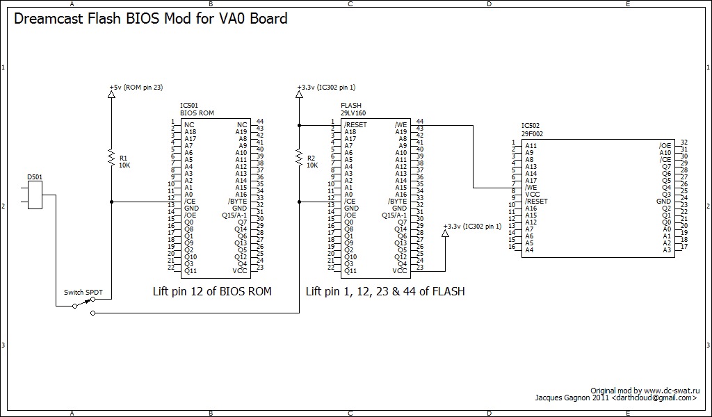 Dreamcast Flash BIOS Mod for VA0 Board