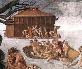 Detail of the Universal Deluge. Sistine Chapel, Michelangelo Buonarroti 1508-09