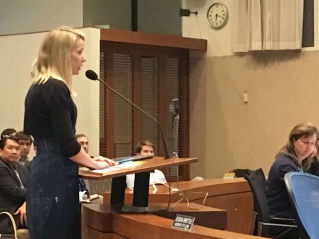 Marissa Mayer speaks to the Palo Alto city leaders