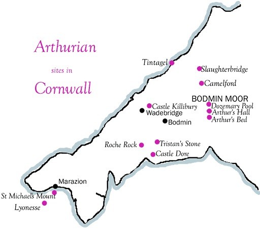 Arthurian sites in present-day Cornwall.