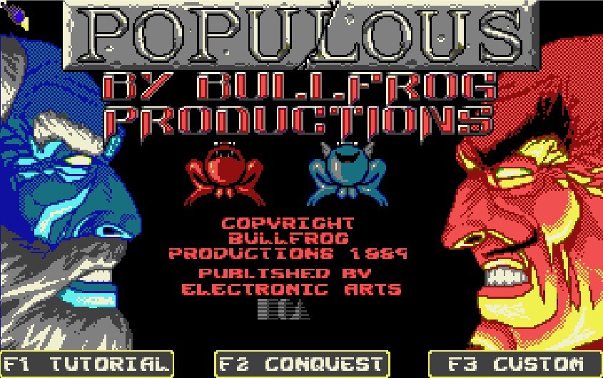 Populous title screen for PC MS-DOS