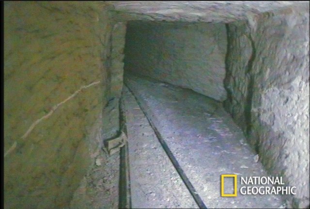 National Geographic video still of the robot exploring the northern Queen's Chamber shaft. (Photo: N