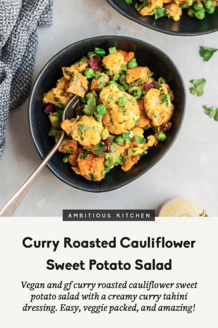 Curry Roasted Cauliflower Sweet Potato Salad (whole30, vegan & gluten free) (w