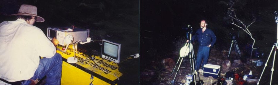Monitoring and watching for the mysterious min min lights in the Australian Outback. Photos: Paul De